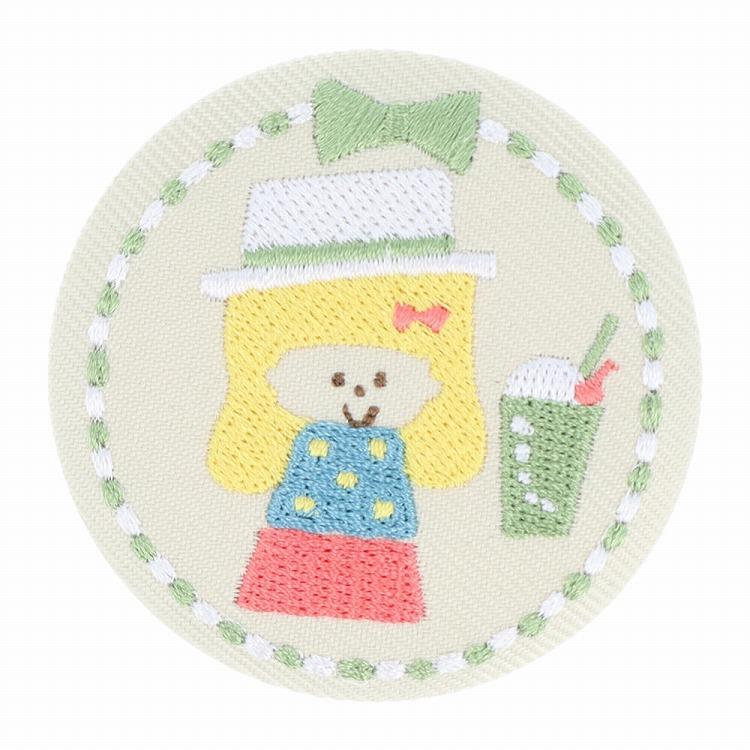 Sun-Star Stationery mizutama Embroidered Can Badge [S8346909] - Beige